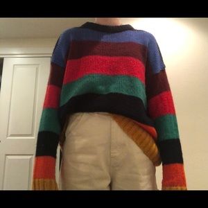 kari rainbow striped oversized sweater